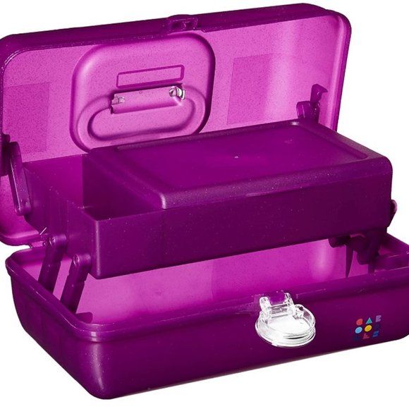 Caboodles Purple Sparkle On-The-go Girl Cosmetic Organizer Make-up Travel Case - Picture 2 of 4